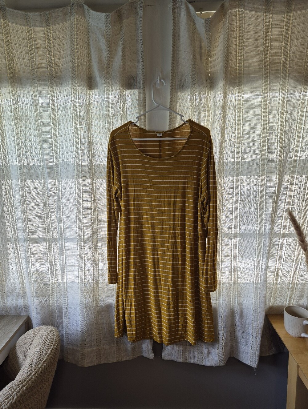 Old Navy Mustard Striped Long-Sleeve Tunic Dress Size XL